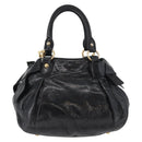 Miu Miu Hand Bag Leather 2way Black Gold Auth 181913-2