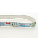 PRADA Comic Print Shoulder Bag Leather White Silver Auth 181914SM-15