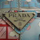 PRADA Comic Print Shoulder Bag Leather White Silver Auth 181914SM-20