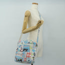 PRADA Comic Print Shoulder Bag Leather White Silver Auth 181914SM-28