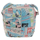 PRADA Comic Print Shoulder Bag Leather White Silver Auth 181914SM-2