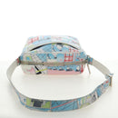 PRADA Comic Print Shoulder Bag Leather White Silver Auth 181914SM-7