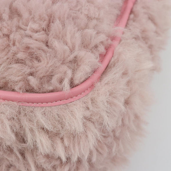 PRADA Hand Bag Fur Pink Silver Auth 181915SM