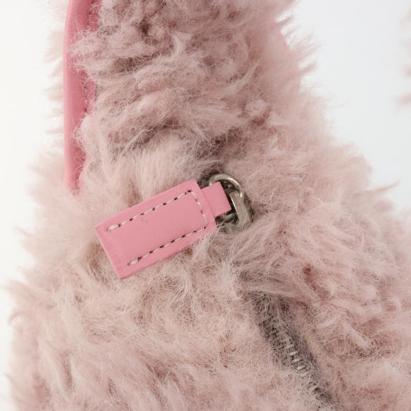 PRADA Hand Bag Fur Pink Silver Auth 181915SM