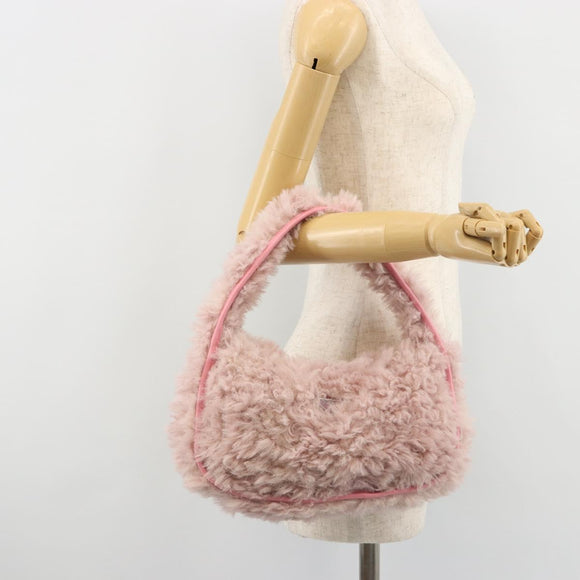 PRADA Hand Bag Fur Pink Silver Auth 181915SM