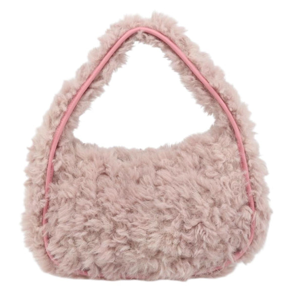 PRADA Hand Bag Fur Pink Silver Auth 181915SM