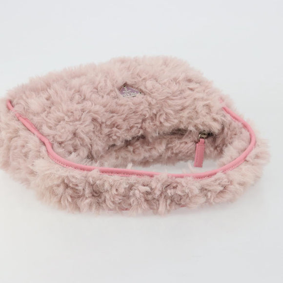 PRADA Hand Bag Fur Pink Silver Auth 181915SM