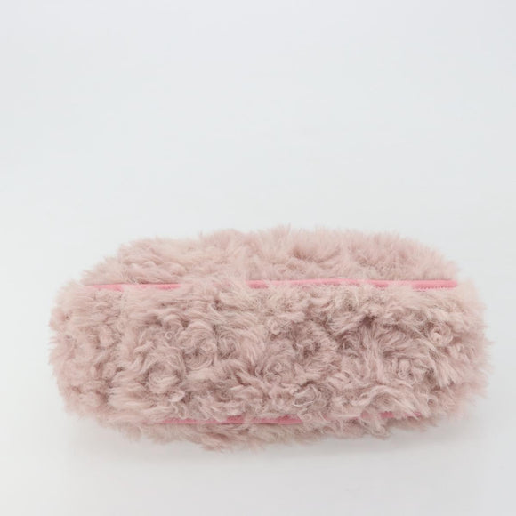 PRADA Hand Bag Fur Pink Silver Auth 181915SM