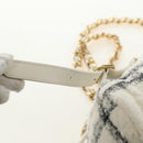 CHANEL Matelasse Chain Backpack Wool Tweed Ivory Gold CC Auth 181919SM-9