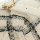 CHANEL Matelasse Chain Backpack Wool Tweed Ivory Gold CC Auth 181919SM-18