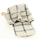 CHANEL Matelasse Chain Backpack Wool Tweed Ivory Gold CC Auth 181919SM-23