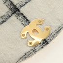 CHANEL Matelasse Chain Backpack Wool Tweed Ivory Gold CC Auth 181919SM-24