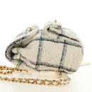 CHANEL Matelasse Chain Backpack Wool Tweed Ivory Gold CC Auth 181919SM-3