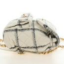 CHANEL Matelasse Chain Backpack Wool Tweed Ivory Gold CC Auth 181919SM-4