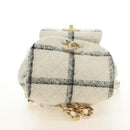 CHANEL Matelasse Chain Backpack Wool Tweed Ivory Gold CC Auth 181919SM-6