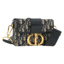 Christian Dior Trotter Canvas Oblique 30 Montaigne Bag Navy Gold Auth 181920M-1