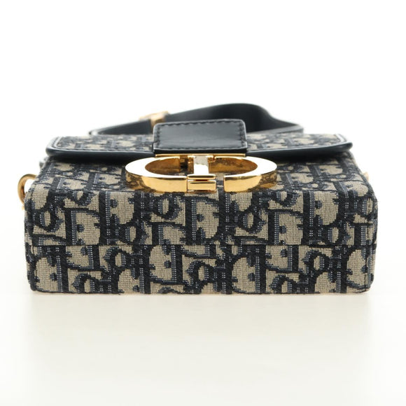 Christian Dior Trotter Canvas Oblique 30 Montaigne Bag Navy Gold Auth 181920M