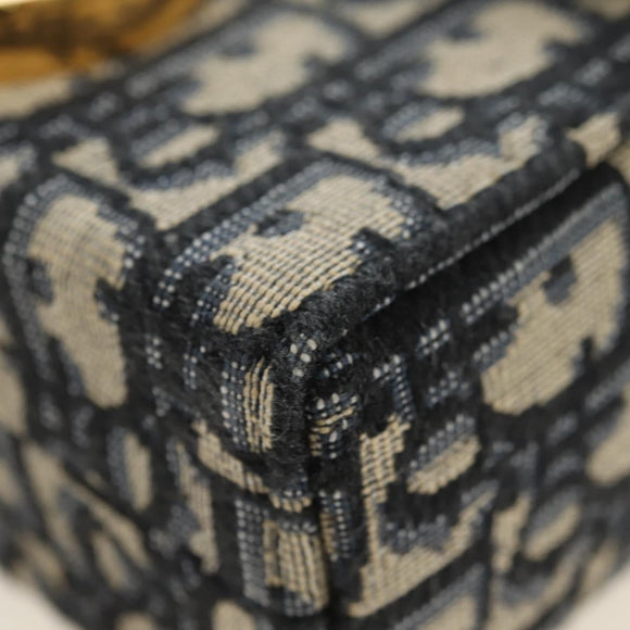 Christian Dior Trotter Canvas Oblique 30 Montaigne Bag Navy Gold Auth 181920M