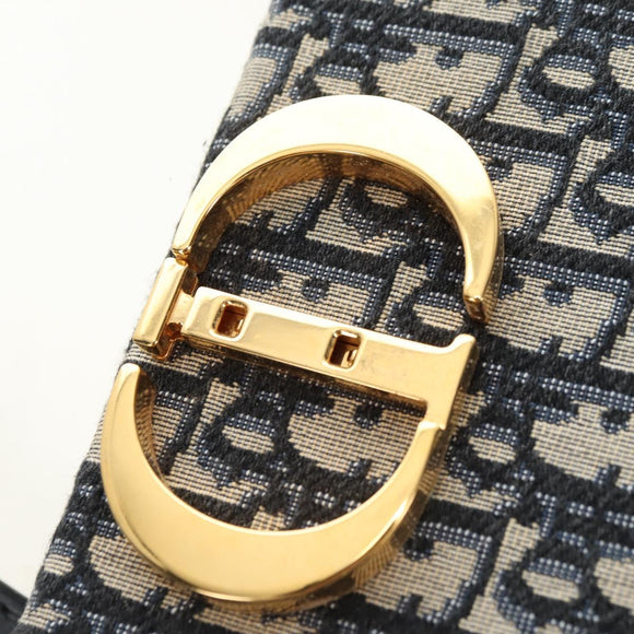 Christian Dior Trotter Canvas Oblique 30 Montaigne Bag Navy Gold Auth 181920M