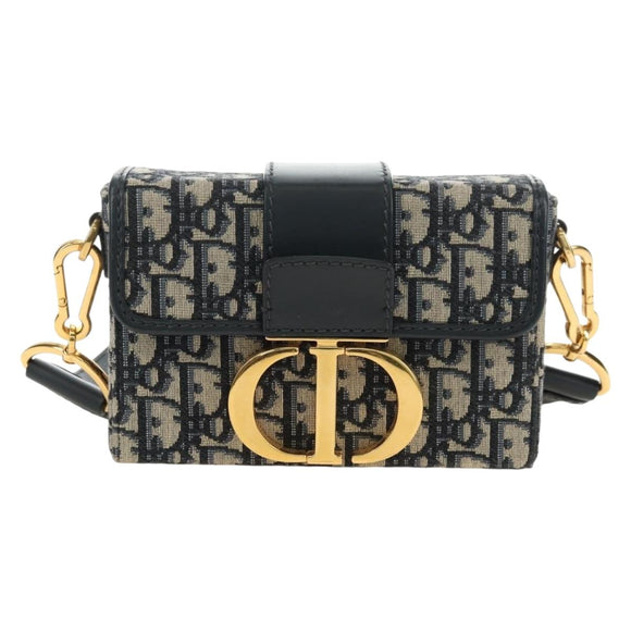Christian Dior Trotter Canvas Oblique 30 Montaigne Bag Navy Gold Auth 181920M
