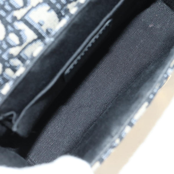Christian Dior Trotter Canvas Oblique 30 Montaigne Bag Navy Gold Auth 181920M