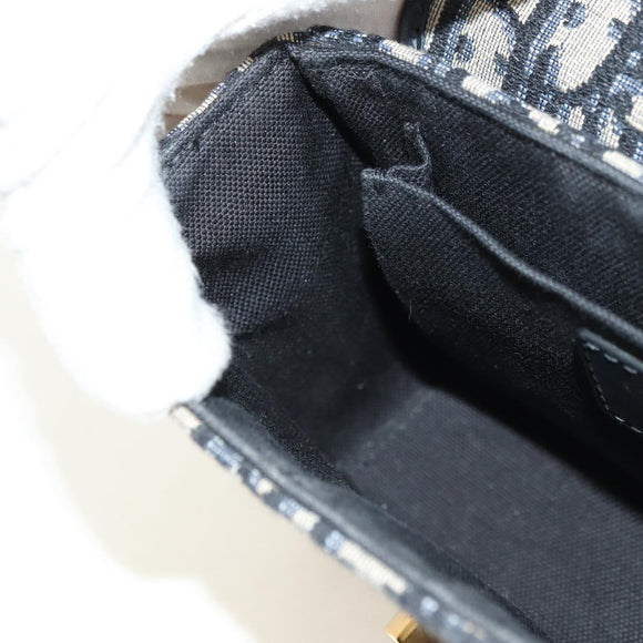 Christian Dior Trotter Canvas Oblique 30 Montaigne Bag Navy Gold Auth 181920M