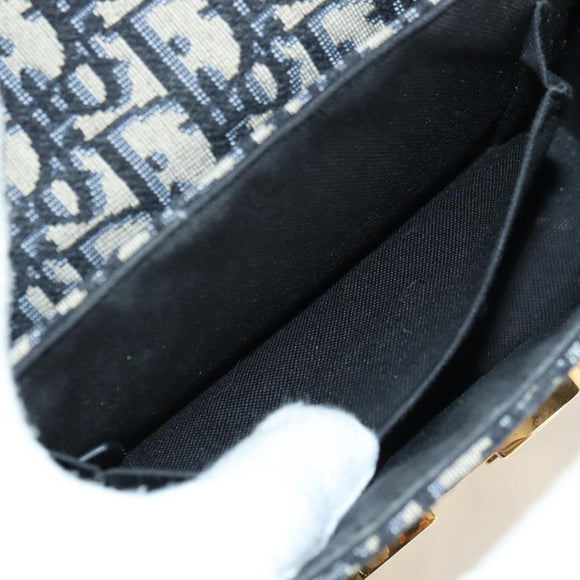 Christian Dior Trotter Canvas Oblique 30 Montaigne Bag Navy Gold Auth 181920M