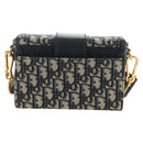 Christian Dior Trotter Canvas Oblique 30 Montaigne Bag Navy Gold Auth 181920M-3