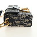 Christian Dior Trotter Canvas Oblique 30 Montaigne Bag Navy Gold Auth 181920M-4