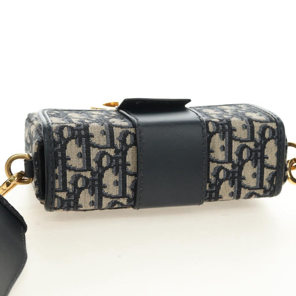 Christian Dior Trotter Canvas Oblique 30 Montaigne Bag Navy Gold Auth 181920M