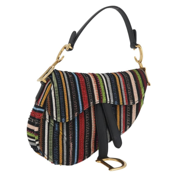 Christian Dior Saddle bag Hand Bag Beads Multicolor Gold Auth 181922SM