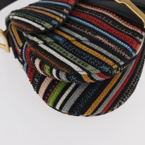 Christian Dior Saddle bag Hand Bag Beads Multicolor Gold Auth 181922SM