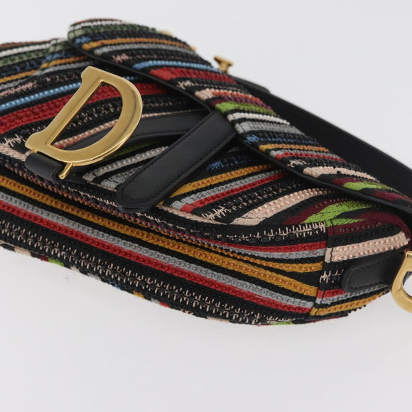Christian Dior Saddle bag Hand Bag Beads Multicolor Gold Auth 181922SM