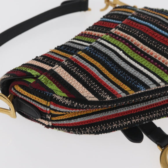 Christian Dior Saddle bag Hand Bag Beads Multicolor Gold Auth 181922SM