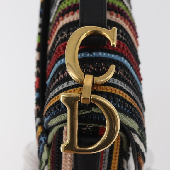 Christian Dior Saddle bag Hand Bag Beads Multicolor Gold Auth 181922SM