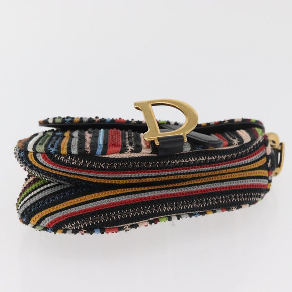 Christian Dior Saddle bag Hand Bag Beads Multicolor Gold Auth 181922SM
