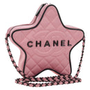 CHANEL Star Matelasse Chain Shoulder Bag Satin Pink CC Auth 181923SM-1