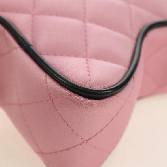 CHANEL Star Matelasse Chain Shoulder Bag Satin Pink CC Auth 181923SM