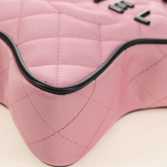 CHANEL Star Matelasse Chain Shoulder Bag Satin Pink CC Auth 181923SM