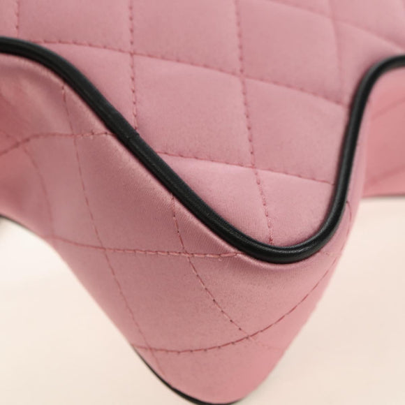 CHANEL Star Matelasse Chain Shoulder Bag Satin Pink CC Auth 181923SM