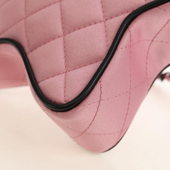 CHANEL Star Matelasse Chain Shoulder Bag Satin Pink CC Auth 181923SM