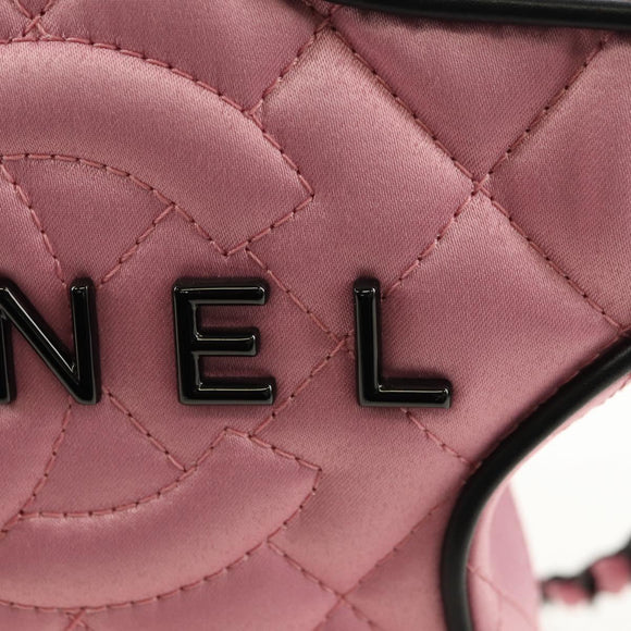 CHANEL Star Matelasse Chain Shoulder Bag Satin Pink CC Auth 181923SM