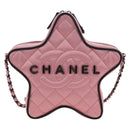 CHANEL Star Matelasse Chain Shoulder Bag Satin Pink CC Auth 181923SM-13