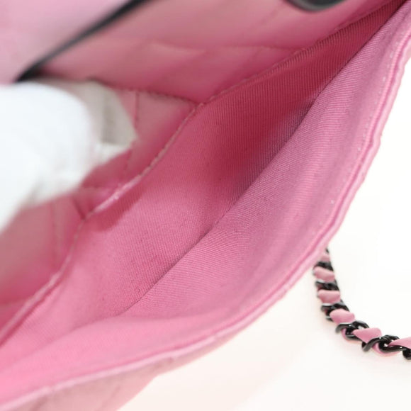 CHANEL Star Matelasse Chain Shoulder Bag Satin Pink CC Auth 181923SM