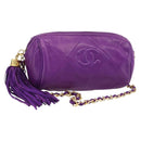 CHANEL Matelasse Chain Shoulder Bag Lamb Skin Purple Gold CC Auth 181924SM-1
