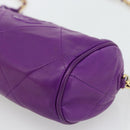 CHANEL Matelasse Chain Shoulder Bag Lamb Skin Purple Gold CC Auth 181924SM-15