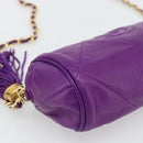 CHANEL Matelasse Chain Shoulder Bag Lamb Skin Purple Gold CC Auth 181924SM-16