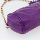 CHANEL Matelasse Chain Shoulder Bag Lamb Skin Purple Gold CC Auth 181924SM-18