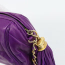 CHANEL Matelasse Chain Shoulder Bag Lamb Skin Purple Gold CC Auth 181924SM-8