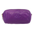 CHANEL Matelasse Chain Shoulder Bag Lamb Skin Purple Gold CC Auth 181924SM-13